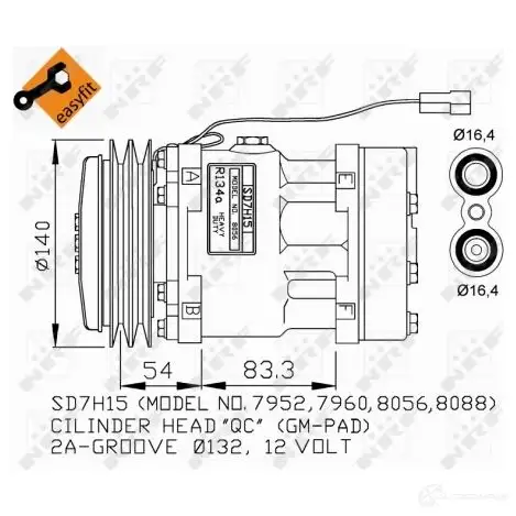 Компрессор кондиционера NRF 8718042138958 3KS8 6AO 32274G 1786283 изображение 1