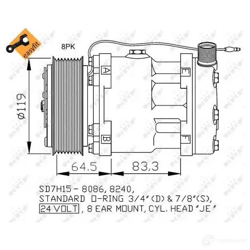 Компрессор кондиционера NRF 8718042138958 3KS8 6AO 32274G 1786283 изображение 4