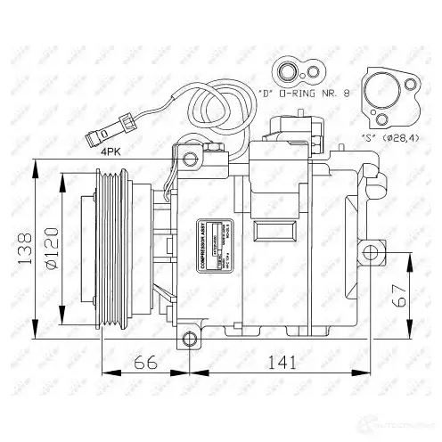 Компрессор кондиционера NRF 1786145 T2ED 0G 32157G 8718042135896 - Изображение 1
