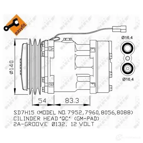 Компрессор кондиционера NRF 1786282 6VECZ 33 8718042017130 32274 изображение 5