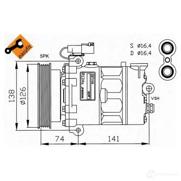 Компрессор кондиционера NRF 32188 1423373317 WLPW Q8 8718042016379 - Изображение 1