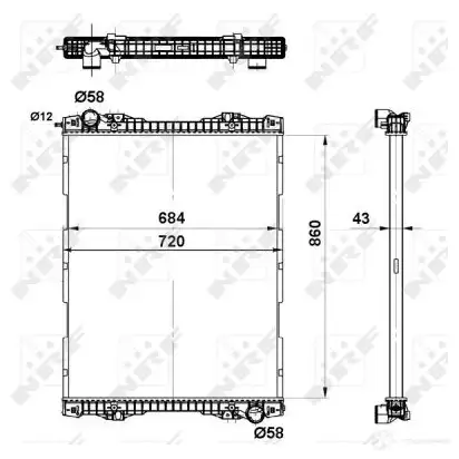 Радиатор охлаждения двигателя NRF 509743 X8D BHD 1789848 8718042047069 изображение 3