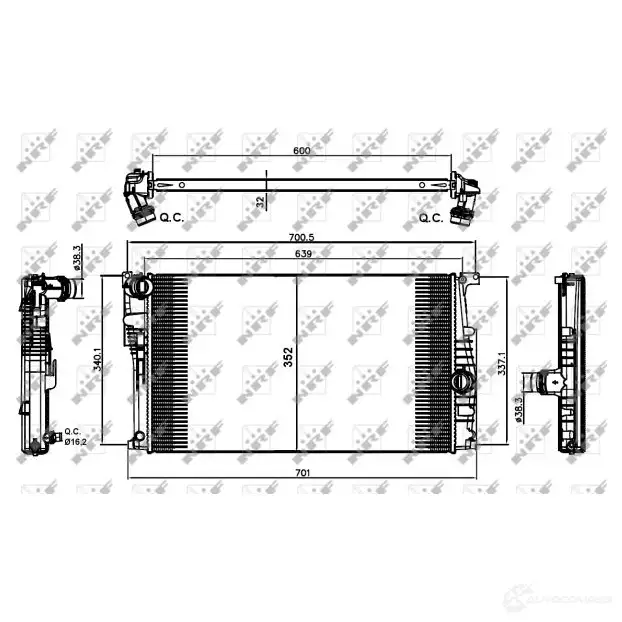 Радиатор охлаждения двигателя NRF QVA 8FPT 8718042143549 1791886 58411 изображение 4