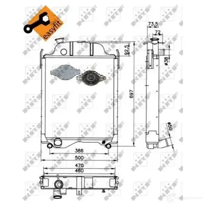 Радиатор, охлаждение двигателя NRF 8718042034595 EC9P5N F 1790186 52253 - Изображение 1