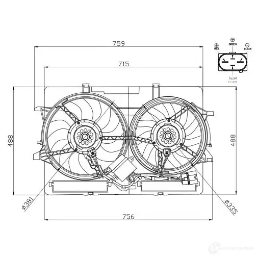 Вентилятор радиатора NRF 03 0V88 1424814767 47865 8718042303608 изображение 5