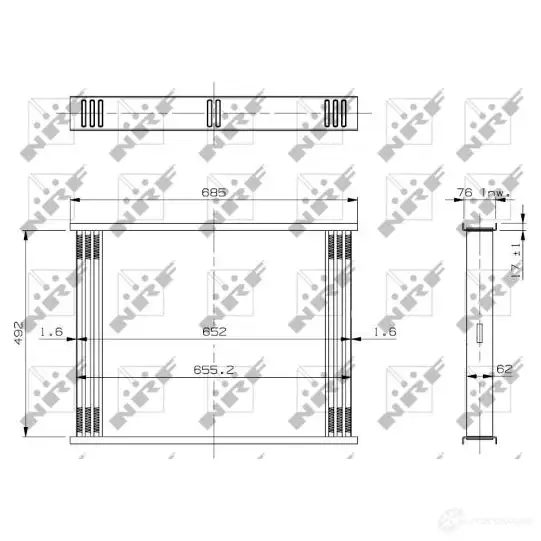 Радиатор интеркулера NRF 19004 1437654080 1WI7 K - Изображение 1