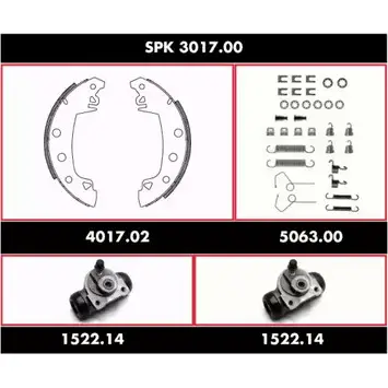 Комплект тормозов, барабанный тормозной механизм WOKING 2744913 MLIZV4 SPK 3017.00 S SA301700 изображение 0