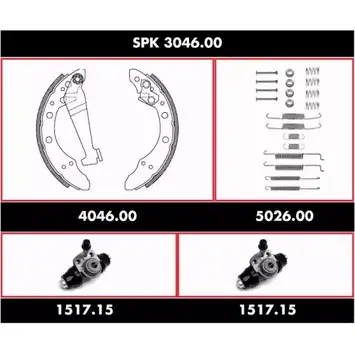 Комплект тормозов, барабанный тормозной механизм WOKING SPK 3046.00 SSA30460 0 YTAOV 2744938 изображение 0