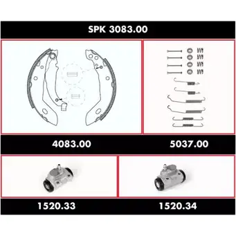 Комплект тормозов, барабанный тормозной механизм WOKING 2744964 SSA3083 00 NO04EA SPK 3083.00 изображение 0