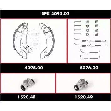 Комплект тормозов, барабанный тормозной механизм WOKING 2744983 SPK 3095.02 SSA30950 2 FYHC5 изображение 0
