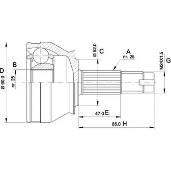 Шрус граната OPEN PARTS CVJ5014.10 85C47H0 AV 3WF 2771736 изображение 0