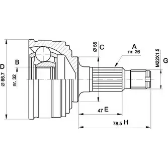 Шрус граната OPEN PARTS E Q82K NUAB9 CVJ5049.10 2771752 изображение 0