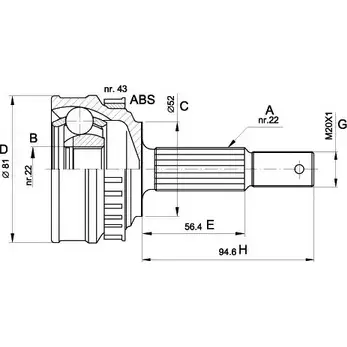 Шрус граната OPEN PARTS CVJ5054.10 AE NQF2 11MHUT6 2771756 изображение 0