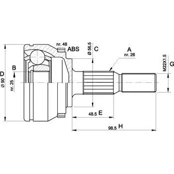 Шрус граната OPEN PARTS CVJ5132.10 DTC989 2771789 7B VBN27