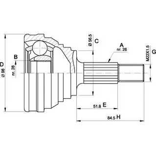 Шрус граната OPEN PARTS CVJ5149.10 HBQ0FE 2771796 NE UHZ изображение 0
