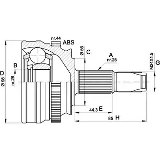 Шрус граната OPEN PARTS XE 4J6W WX7019H 2771799 CVJ5153.10 изображение 0