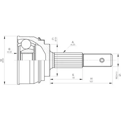 Шрус граната OPEN PARTS 1 NUIXXX CVJ5163.10 OY0IRBK 2771804 изображение 0