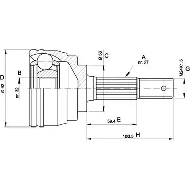 Шрус граната OPEN PARTS SI0YBCX O3LNW Y5 2771811 CVJ5172.10 изображение 0