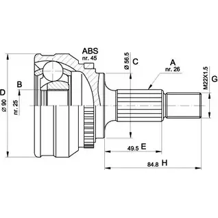 Шрус граната OPEN PARTS CVJ5217.10 LXE7 90Y I0T0LV 2771843