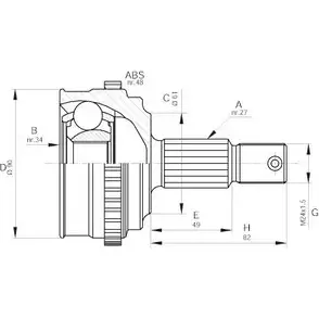 Шрус граната OPEN PARTS 2771846 YI3L P DD5PVSZ CVJ5220.10