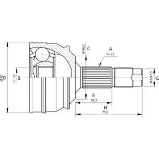 Шрус граната OPEN PARTS U9MF2 H 10K3 CVJ5224.10 2771849 изображение 0