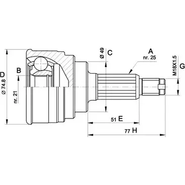 Шрус граната OPEN PARTS VLGKYE7 CVJ5260.10 FLKY U 2771872