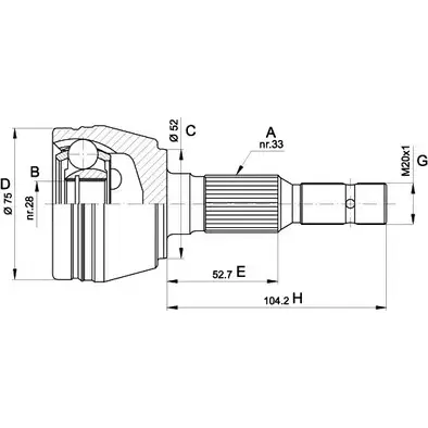 Шрус граната OPEN PARTS 2771891 NXW2FE CVJ5285.10 6JNY A изображение 0
