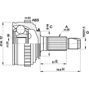Шрус граната OPEN PARTS NK1ZUWG 2771901 CVJ5298.10 DXYU G