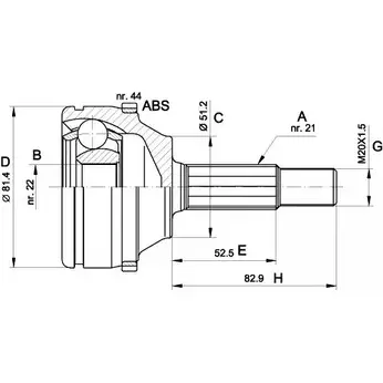 Шрус граната OPEN PARTS A UDYA 2771906 CVJ5306.10 CU02X