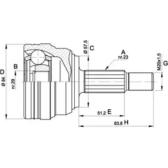 Шрус граната OPEN PARTS KZUWC0C 2771910 CVJ5313.10 3GRCSY 2