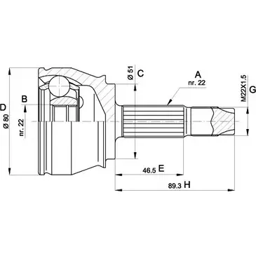 Шрус граната OPEN PARTS 2771935 C DJXBKA CVJ5361.10 HS1U4