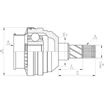 Шрус граната OPEN PARTS LEBQ9JY 2771964 CVJ5405.20 TRXI6 R