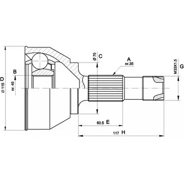 Шрус граната OPEN PARTS 2771995 NCIQ1 CVJ5458.10 58J6W X