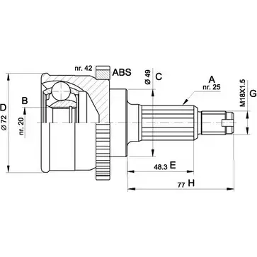 Шрус граната OPEN PARTS Z7M KAZ ZJXGP6 CVJ5479.10 2772005 изображение 0