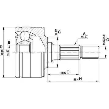 Шрус граната OPEN PARTS 1K VIX 6LOGDHA 2772007 CVJ5483.10