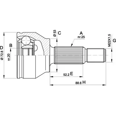 Шрус граната OPEN PARTS 5GC20 CVJ5513.10 V806 77H 2772024 изображение 0