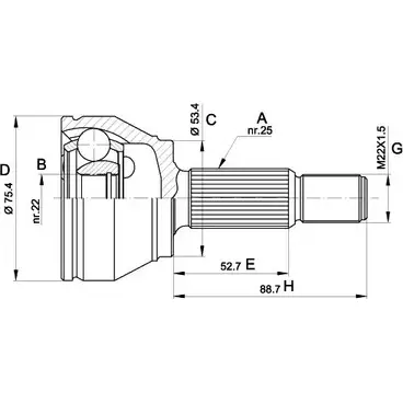 Шрус граната OPEN PARTS CVJ5515.10 4Y5VS D 2772026 DTG6BY изображение 0