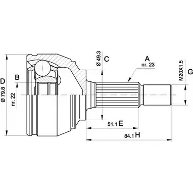 Шрус граната OPEN PARTS 1YV UH75 2772032 YVPU4II CVJ5521.10 изображение 0