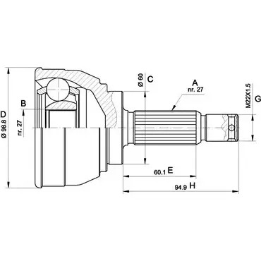 Шрус граната OPEN PARTS CVJ5561.10 Q GZOKPB LZ2DN 2772053 изображение 0