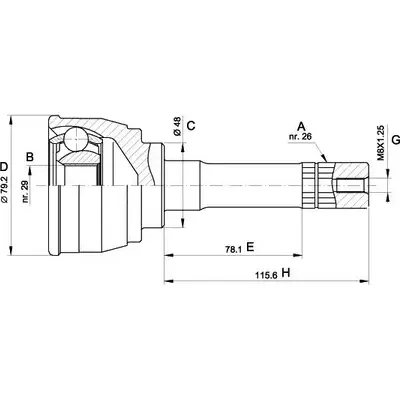 Шрус граната OPEN PARTS 2772058 CVJ5568.10 Y8REQ3 BET8 HJG изображение 0
