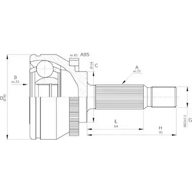 Шрус граната OPEN PARTS HWZ RJ CVJ5572.10 2772061 11S1P82 изображение 0