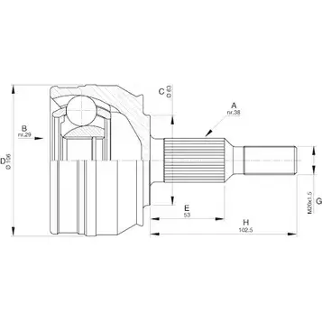 Шрус граната OPEN PARTS 2772067 YLI3IZ CVJ5579.10 EPS4 6 изображение 0