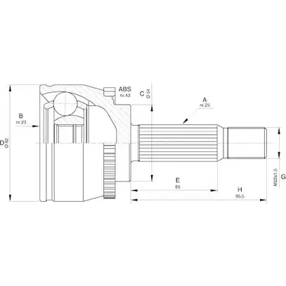 Шрус граната OPEN PARTS Q3JI R3 2772088 CVJ5601.10 XWMKTL6