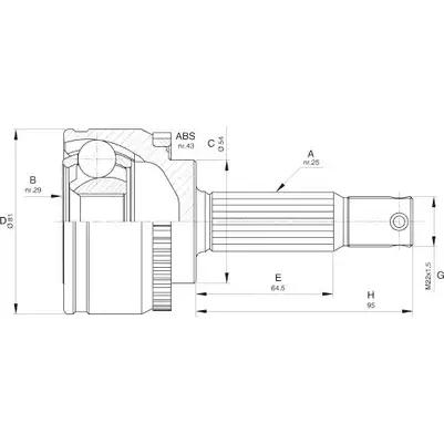 Шрус граната OPEN PARTS CVJ5607.10 GH943L 2772094 4KV 1AJ изображение 0