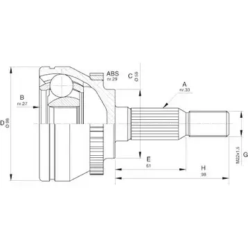 Шрус граната OPEN PARTS X6450KU RV8 FSBD 2772099 CVJ5612.10