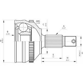 Шрус граната OPEN PARTS 2772130 5XDZ7LL CVJ5646.10 D23 RRA изображение 0