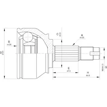 Шрус граната OPEN PARTS 9RP 0NL 2772131 CVJ5647.10 GZIYFL изображение 0