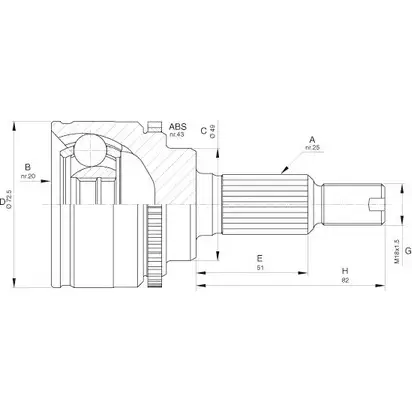 Шрус граната OPEN PARTS DVKVFK 2772141 CVJ5657.10 UB E7E