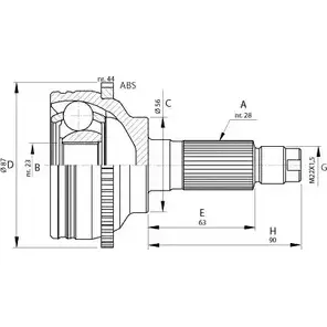 Шрус граната OPEN PARTS I2N03 LG AU303 2772180 CVJ5696.10 изображение 0