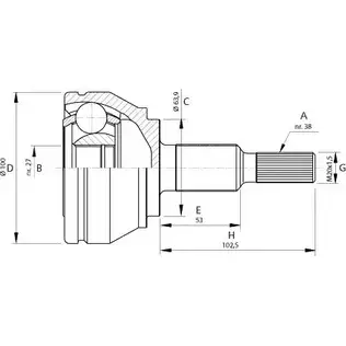 Шрус граната OPEN PARTS Q WP29U7 3C84RLO 2772187 CVJ5704.10 изображение 0
